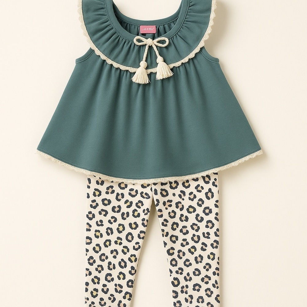 ❄️ Isaac Mizrahi | Infant Girls 2pc Ruffle Tunic Leggings Set 24M
